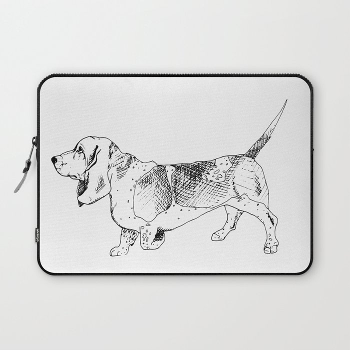 700x700 basset hound ink drawing laptop sleeve - Basset Hound Drawing