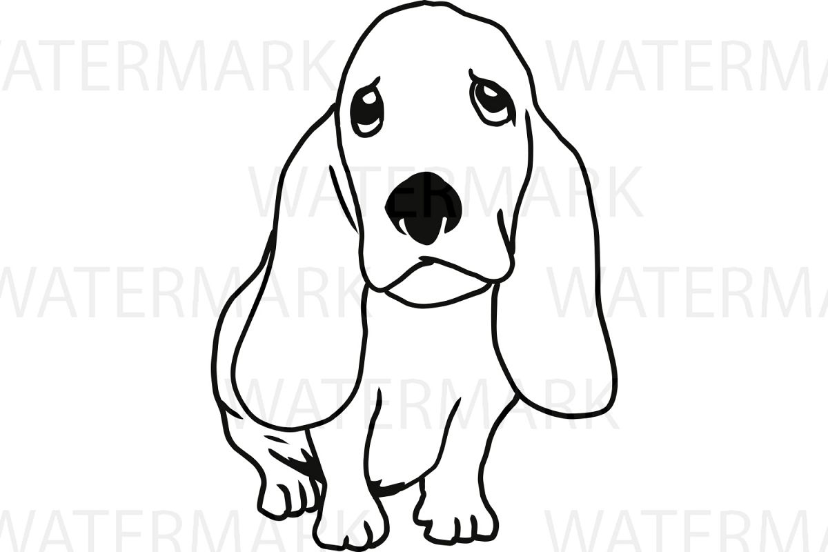 1200x800 cute dogs c basset hound outline - Basset Hound Drawing