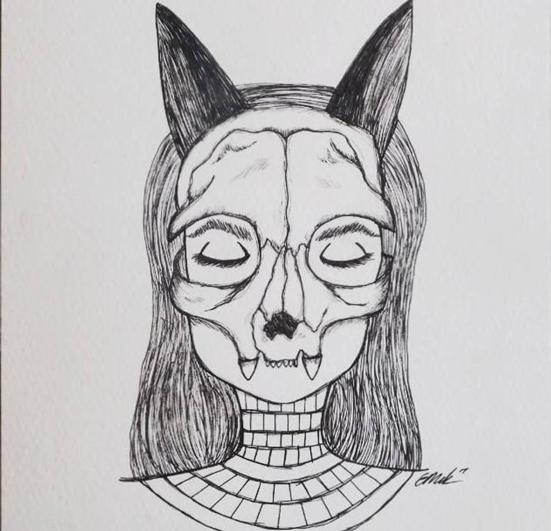 794x765 bastet illustration goddess of protection cats family etsy - Bastet Drawing
