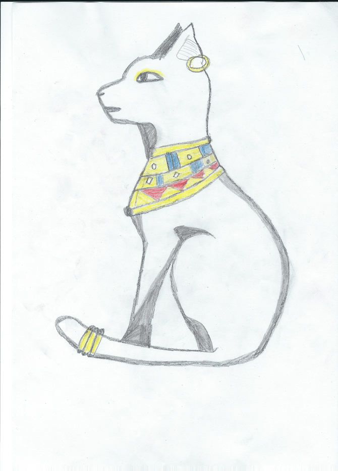 670x933 how to draw bastet in cat form - Bastet Drawing