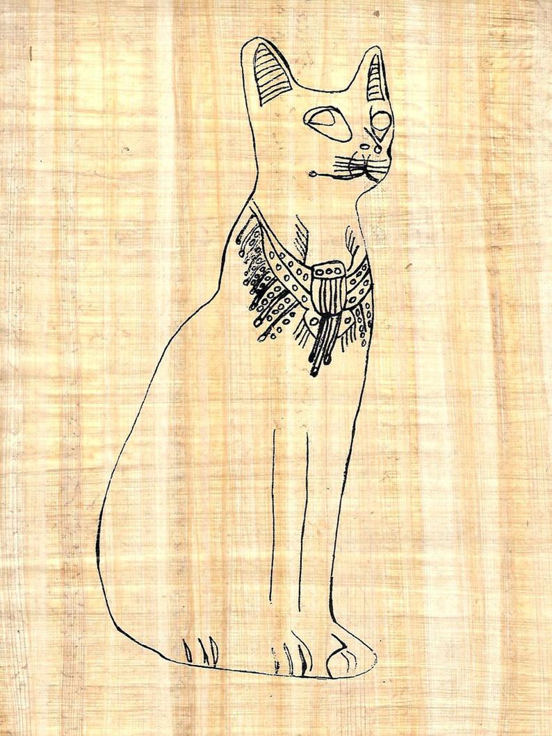794x1058 new color bastet egyptian cat goddess on papyrus create your etsy - Bastet Drawing