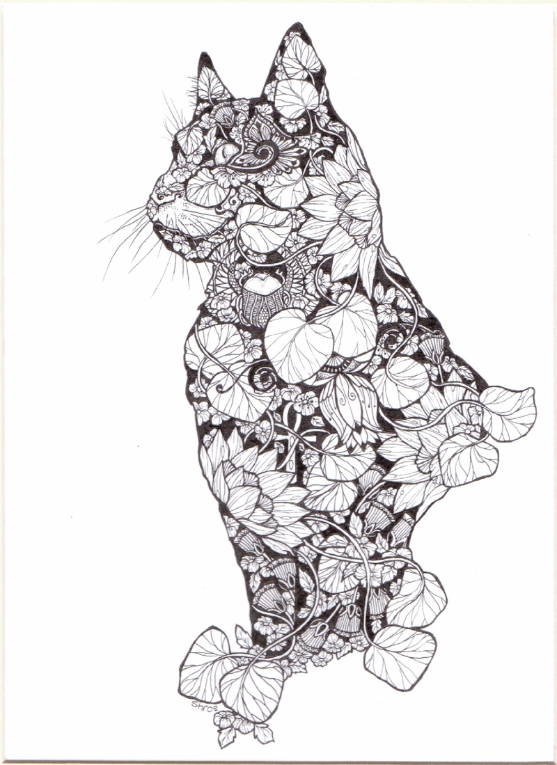 800x1099 artwork - Bastet Drawing