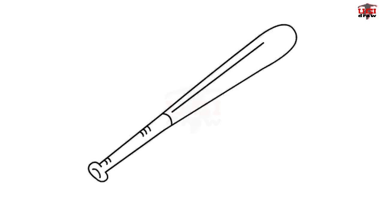 1280x720 How To Draw A Baseball Bat Step - Bat And Ball Drawing