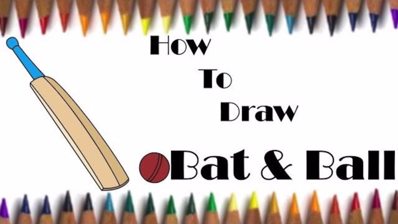 1280x720 How To Draw A Cricket Bat And Ball - Bat And Ball Drawing