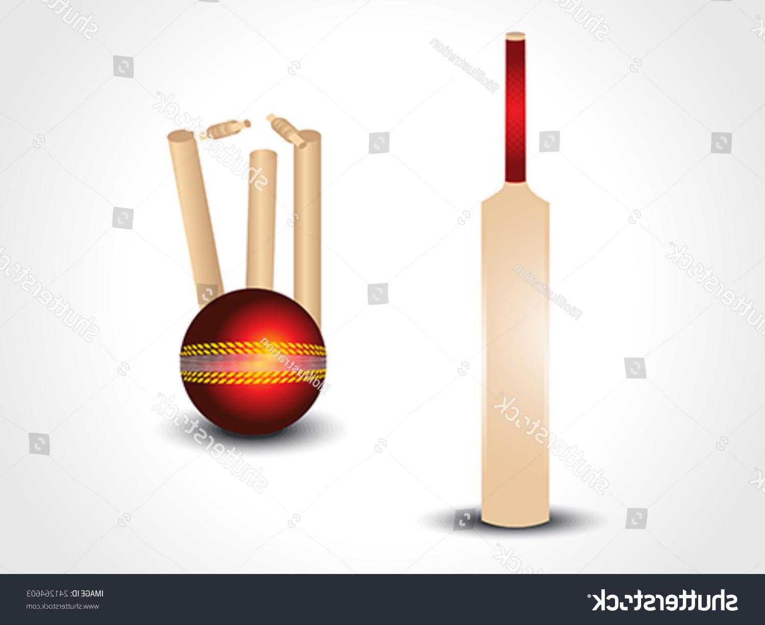 1500x1225 Unique Stock Vector Cricket Bat Ball With Stumps Illustration Drawing - Bat And Ball Drawing