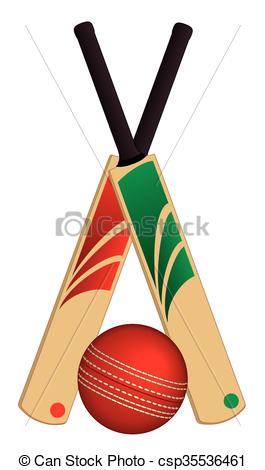 265x470 Cricket Bat And Ball Clipart Great Free Clipart, Silhouette - Bat And Ball Drawing
