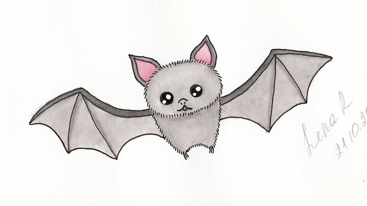 1280x720 How To Draw A Cute Cartoon Bat Easy Step - Bat Cartoon Drawing