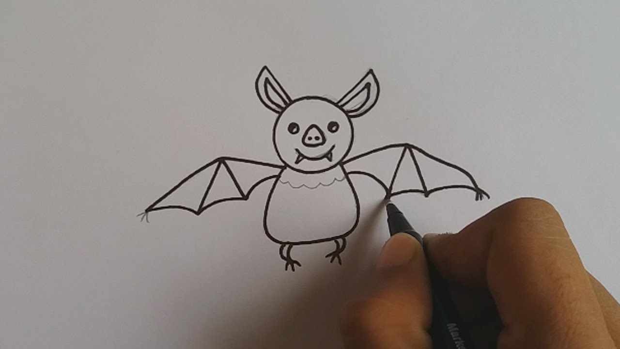 1280x720 How To Draw A Cartoon Bat For Kids Easy And Simple - Bat Cartoon Drawing
