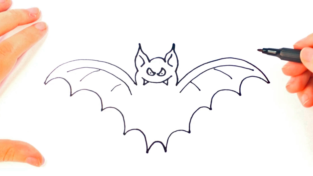 1280x720 how to draw a bat bat easy draw tutorial - Bat Drawing
