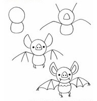 191x197 Simple Drawing Bat, Bird And Bee Key Kids - Bat Drawing Easy