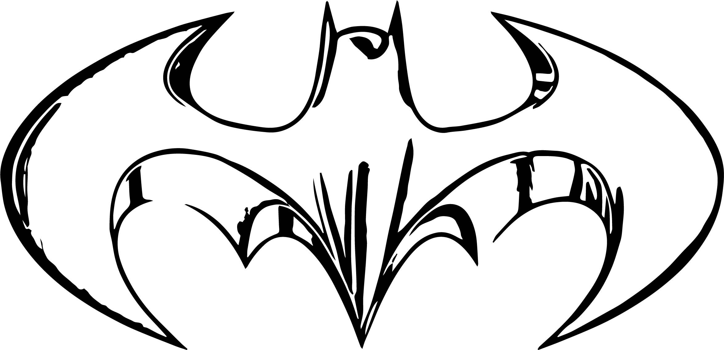 2348x1137 Batman Logo Bat Coloring - Bat Drawing Outline
