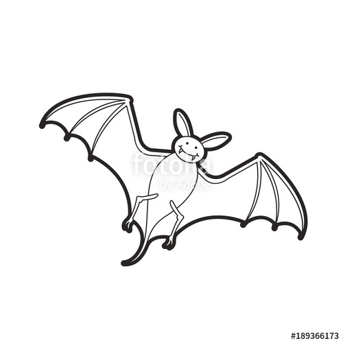 500x500 Black Outline Bat Vector Cartoon Stock Image And Royalty Free - Bat Drawing Outline