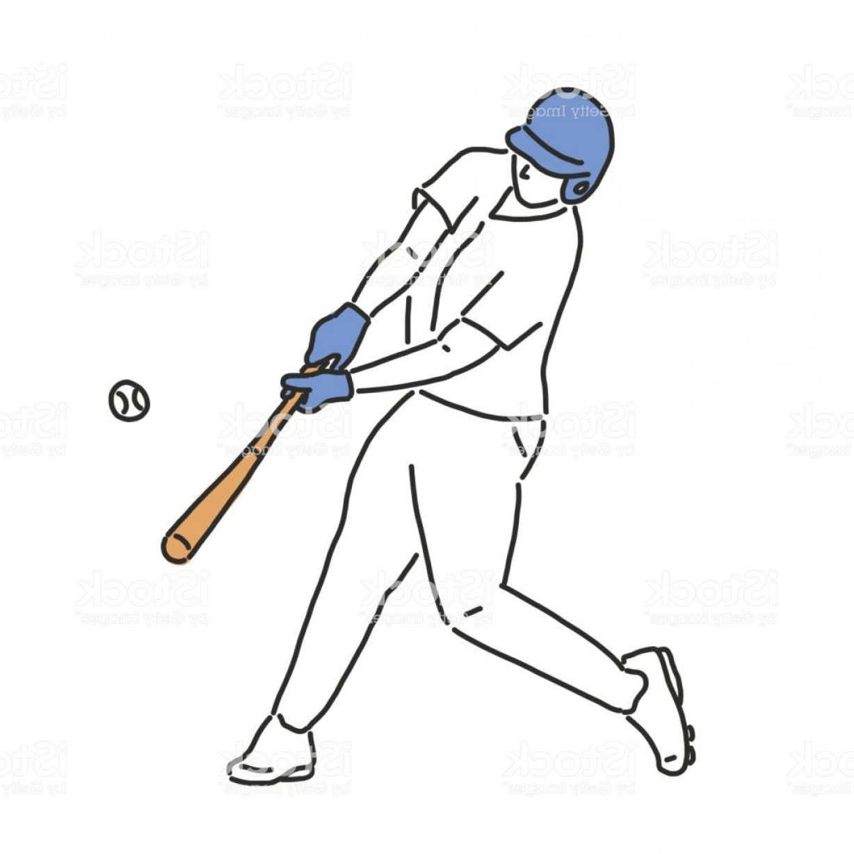 1228x1228 Baseball Player And Softball Player Line Drawing Hand Drawn Vector - Bat Line Drawing