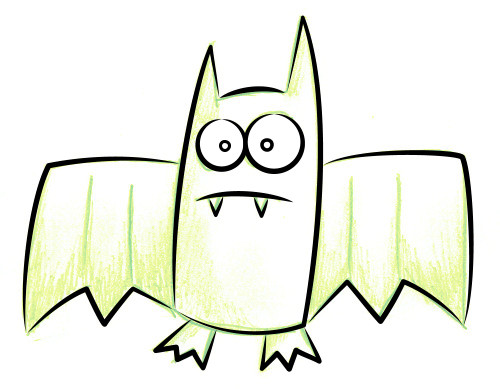 500x389 Bat Drawings - Bat Line Drawing