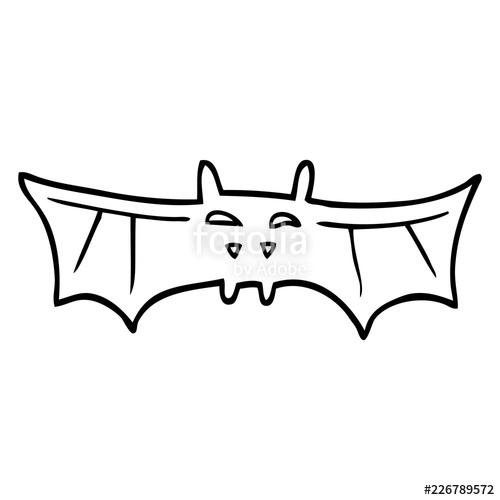 500x500 Line Drawing Cartoon Halloween Bat Stock Image And Royalty Free - Bat Line Drawing