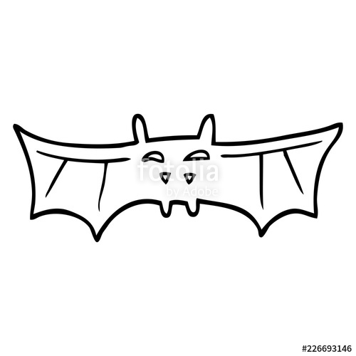 500x500 Line Drawing Cartoon Vampire Bat Stock Image And Royalty Free - Bat Line Drawing