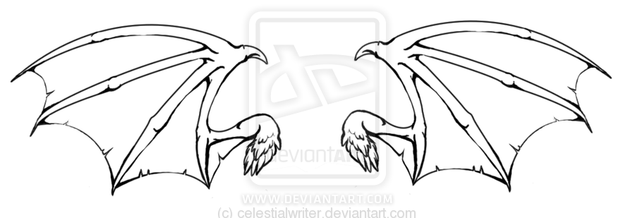 900x309 Bat Wings Drawing - Bat Wings Drawing