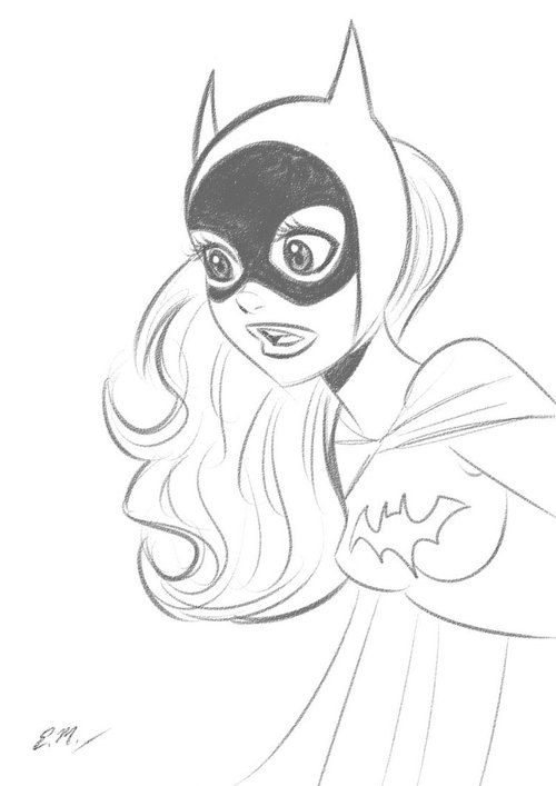 500x707 Batgirl Drawing Uploaded - Batgirl Drawing