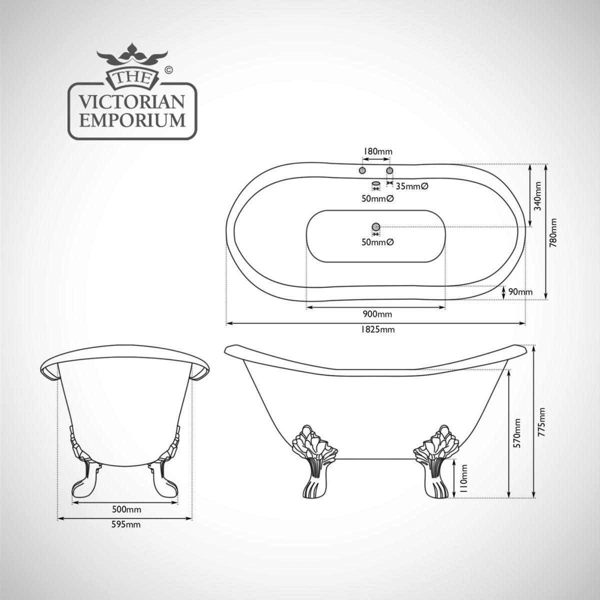 1200x1200 banbury cast iron bath - Bath Drawing