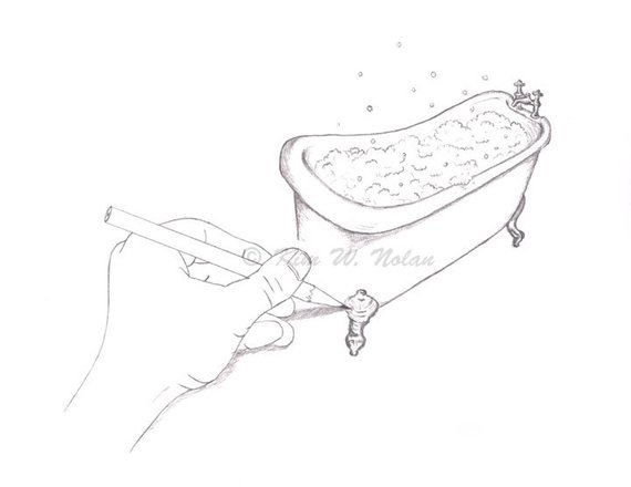 570x440 drawing a bath funny bathroom art bathroom wall art pencil etsy - Bath Drawing