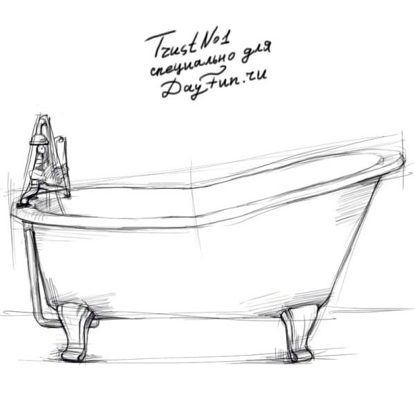 600x600 Drawings Of Old Fashioned Bathtubs - Bath Drawing