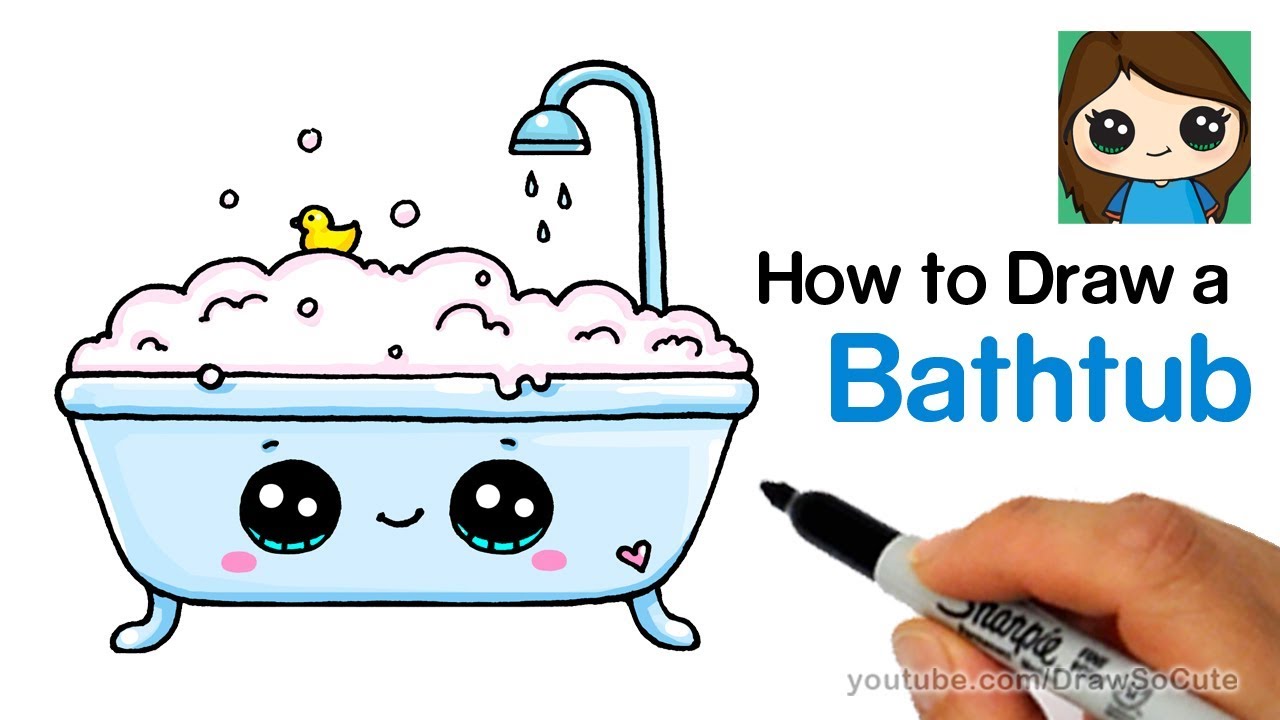 1280x720 how to draw a bathtub bubble bath easy and cute - Bath Drawing