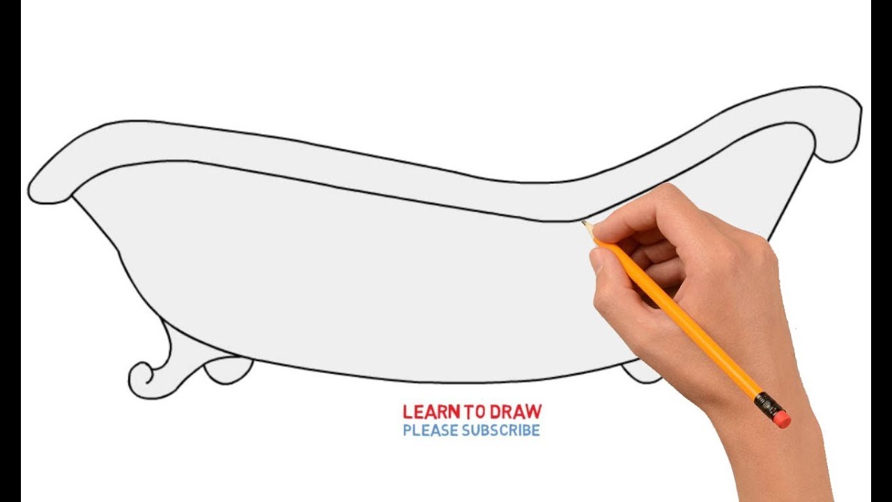1280x720 How To Draw A Bathtub Step - Bath Drawing