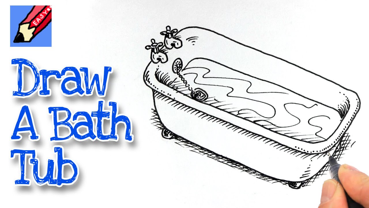 1280x720 how to draw a bath tub real easy - Bath Drawing