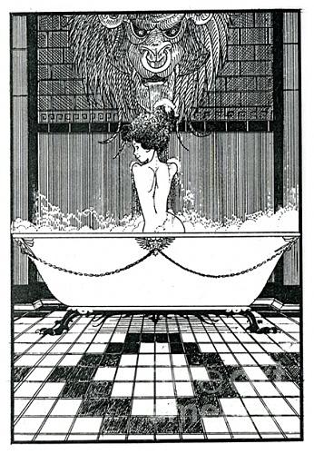 346x500 the girl in a bath drawing - Bath Drawing