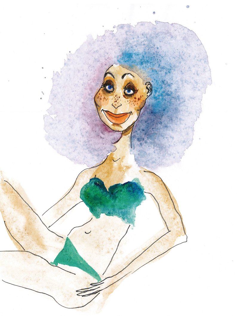 794x1059 Hand Drawn Art Print Of Woman In Green Bathing Suit Etsy - Bathing Suit Drawing