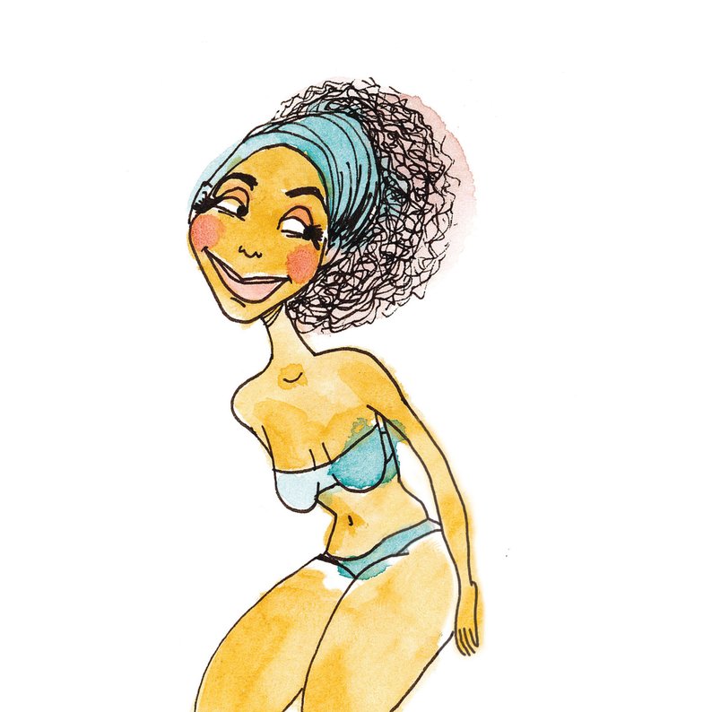 794x794 Hand Drawn Art Print Of A Woman In A Bathing Suit Etsy - Bathing Suit Drawing