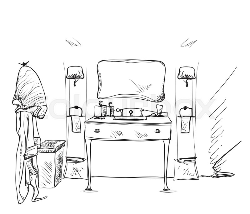 800x685 hand drawn bathroom furniture and stock vector colourbox - Bathrobe Drawing