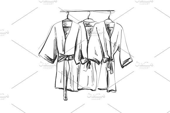580x387 robe for the shower, bathrobe, doodle style, sketch illustration - Bathrobe Drawing