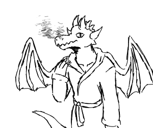 300x250 dragon wearing a bathrobe drawing - Bathrobe Drawing