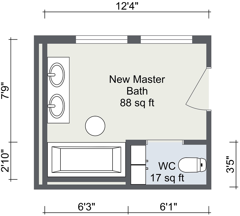 1000x900 bathroom layout roomsketcher - Bathroom Drawing Images