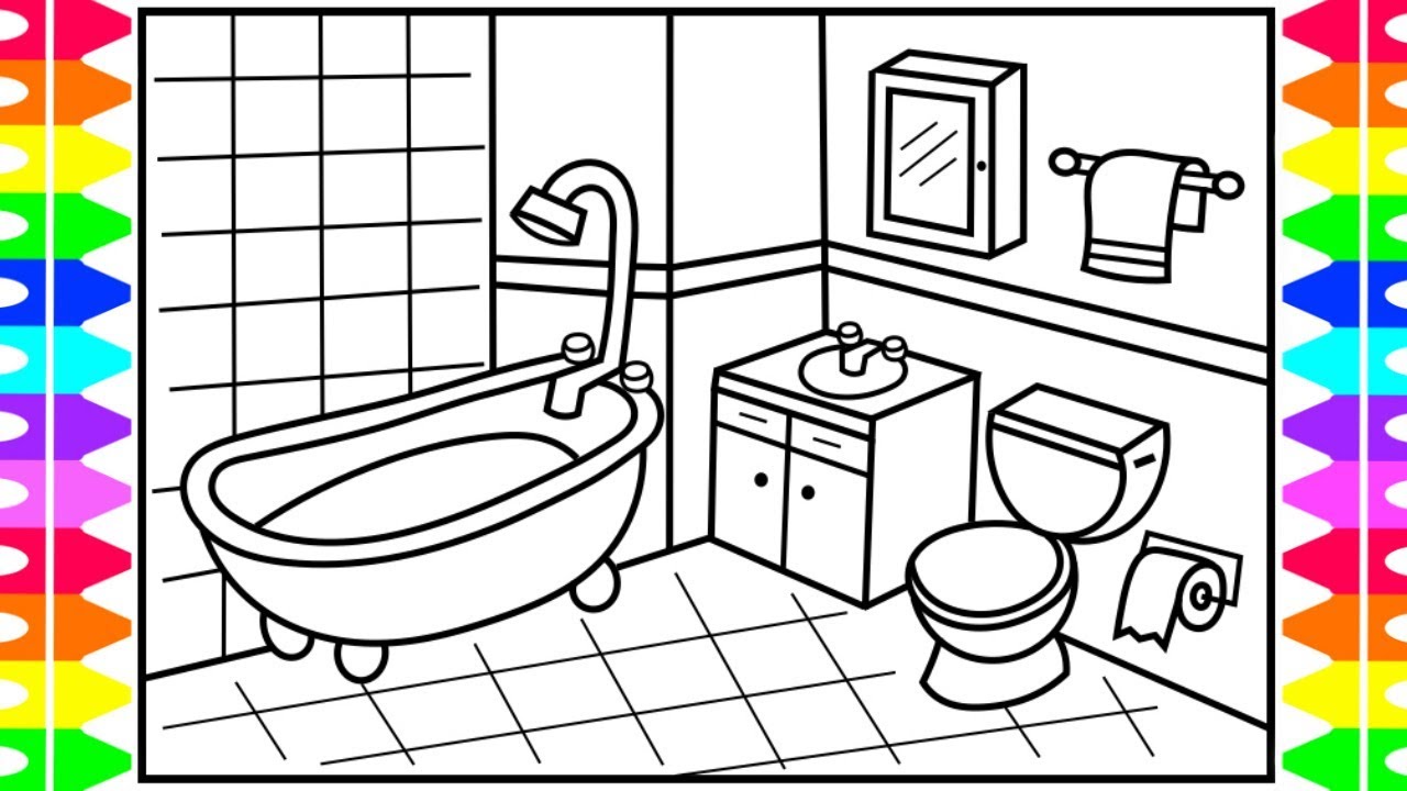 1280x720 how to draw a bathroom step - Bathroom Drawing Images
