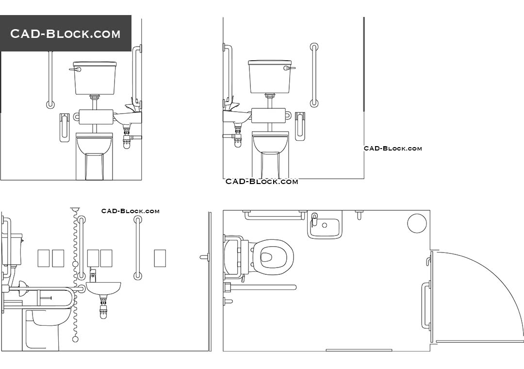 1080x760 Disabled Toilet Dwg Free Download - Bathroom Drawings