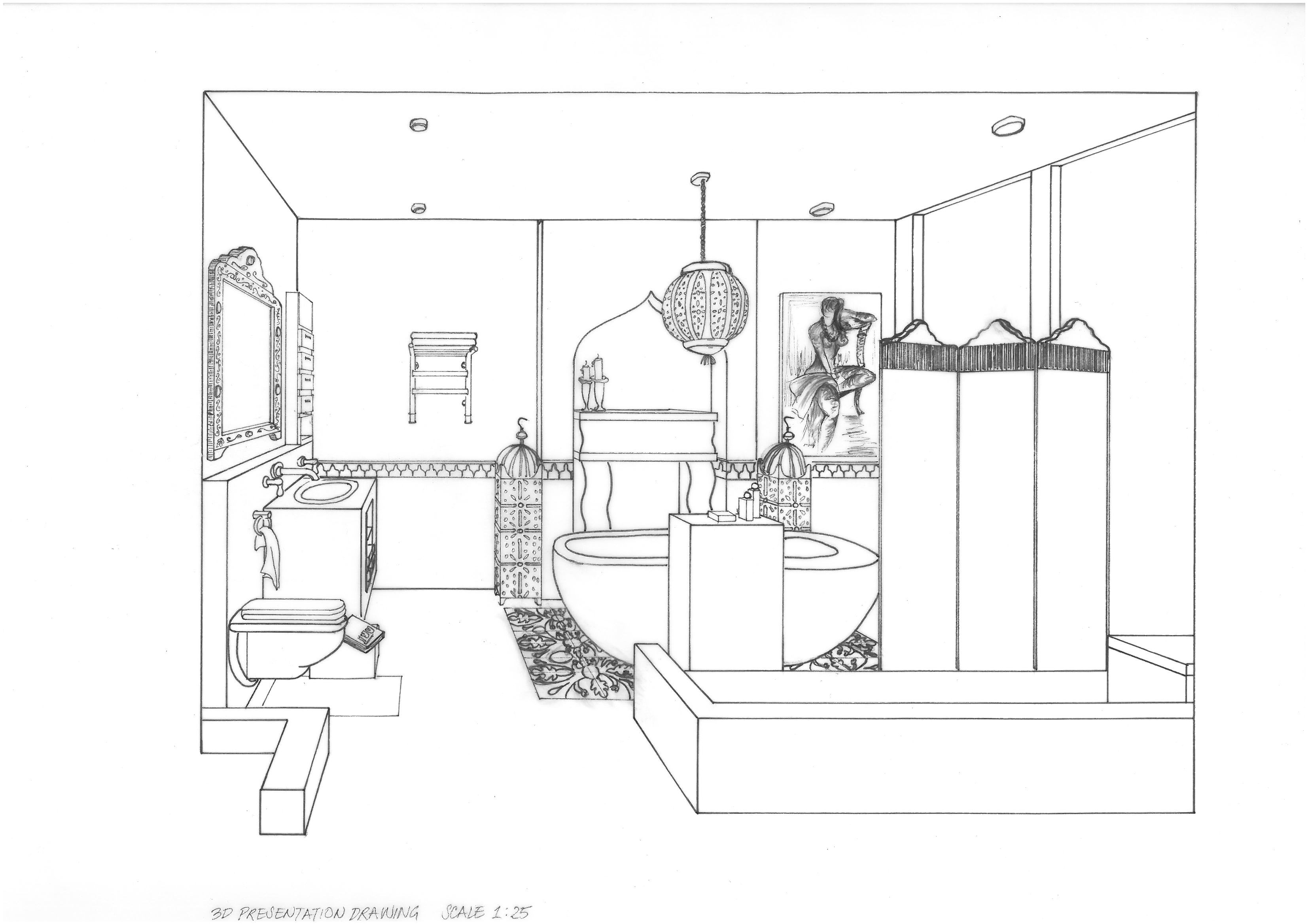 3307x2338 Fresh Design Bathroom Drawings Point Perspective Basement - Bathroom Drawings