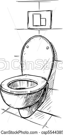 221x470 Vector Hand Drawing Of Toilet Bowl In Bathroom Vector Artistic - Bathroom Drawings