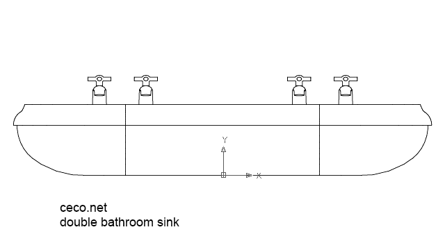 640x360 autocad drawing double bathroom sink front view dwg - Bathroom Sink Drawing