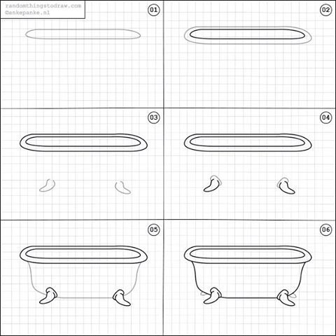 480x480 how to draw a bathtub step - Bathtub Drawing
