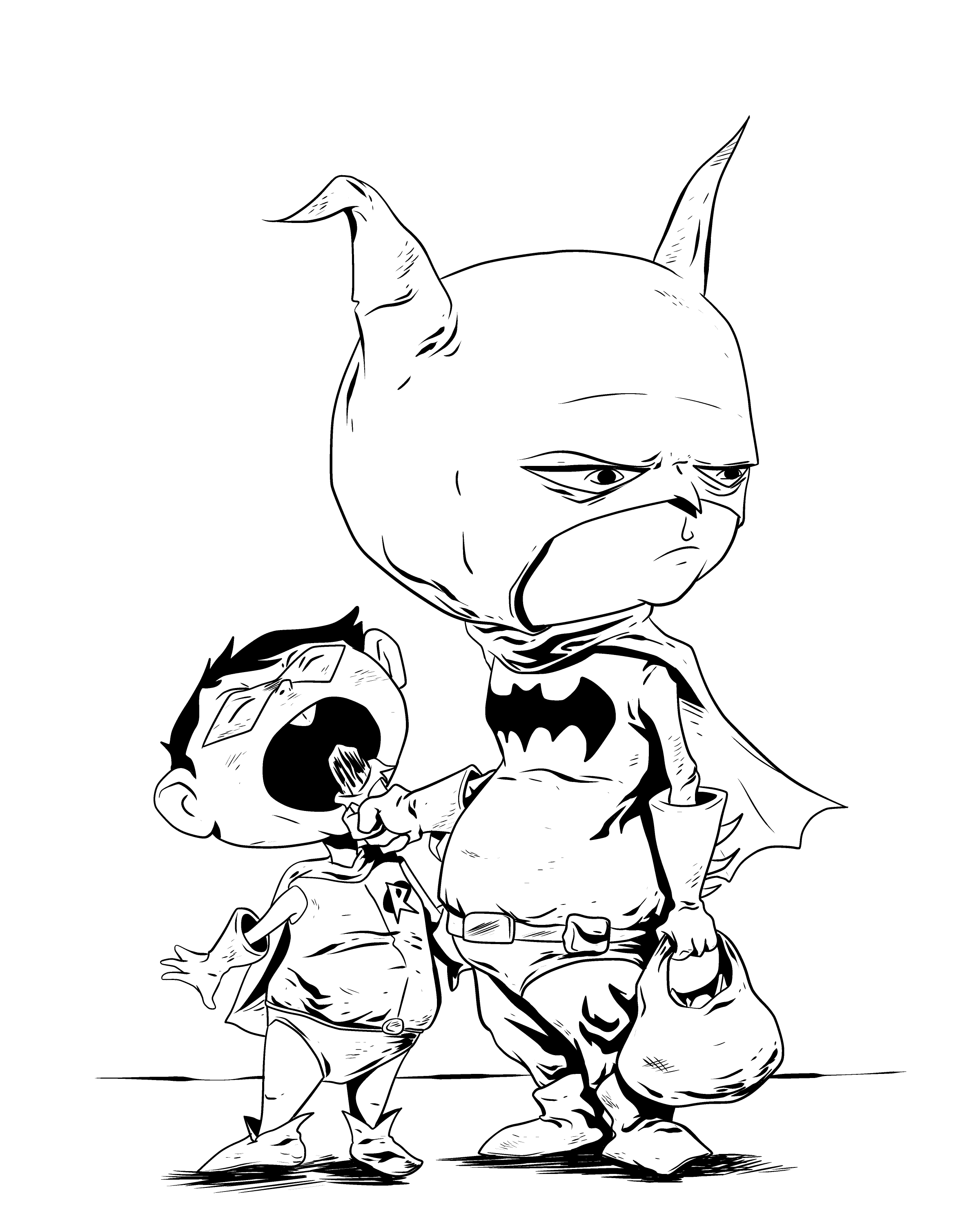 2400x3000 Lil' Batman And Robin Treebeerdstuff - Batman And Robin Drawing