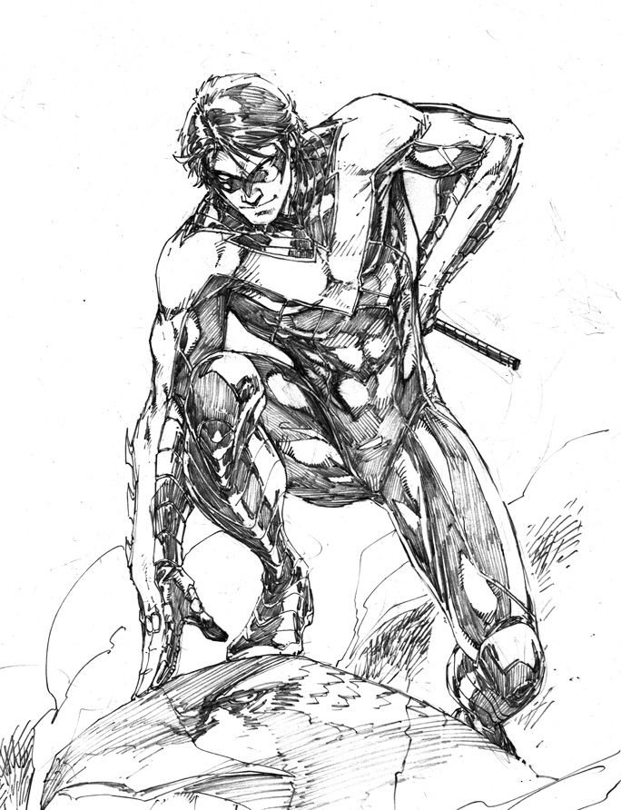 684x892 Nightwing Comic Drawings Batman Robin Batgirl Dc Comics - Batman And Robin Drawing