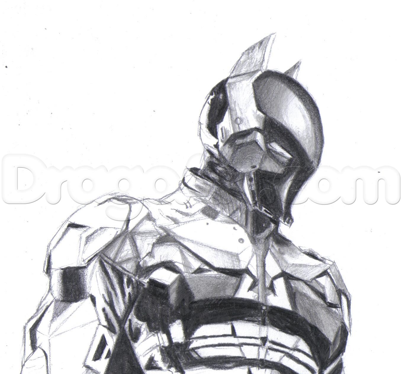 1358x1262 Step How To Draw The Arkham Knight, Batman Arkham Knight - Batman Arkham Knight Drawing