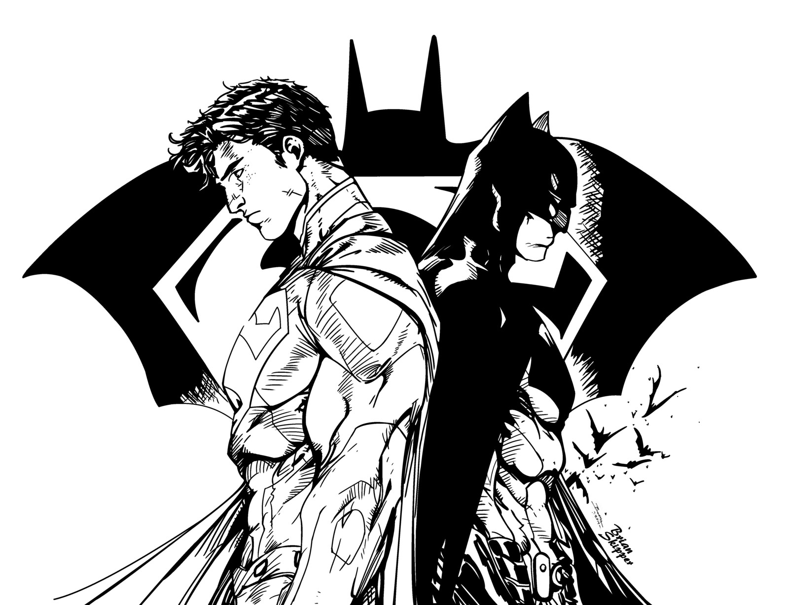 1600x1227 Batman Vs Superman Drawing Best Drawing Skill - Batman Black And White Drawing