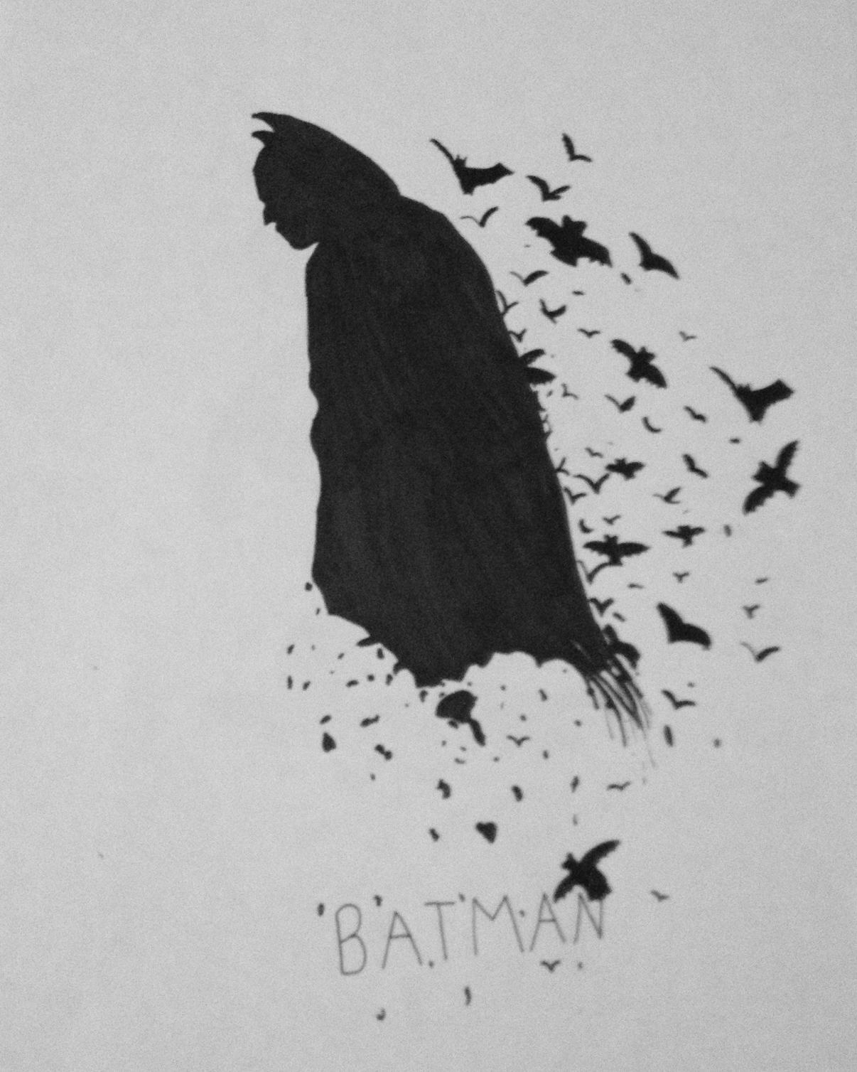 1206x1508 Creations Of My Own Life In Monochrome - Batman Black And White Drawing