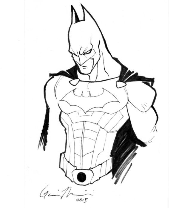 600x699 Batman Sketches - Batman Black And White Drawing