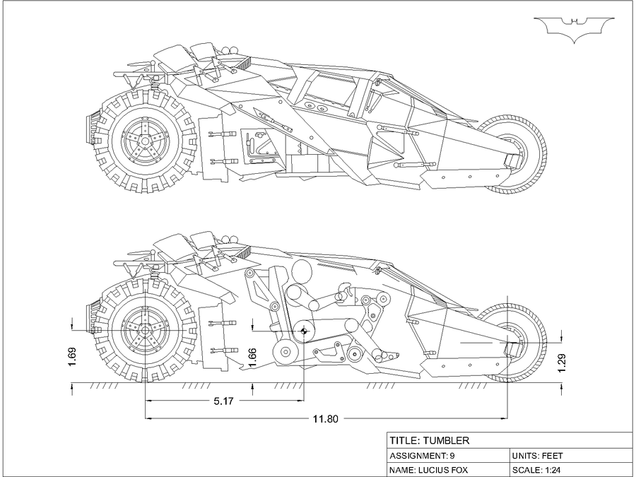 900x675 Batman Tumbler Orthographic Drawing - Batman Car Drawing