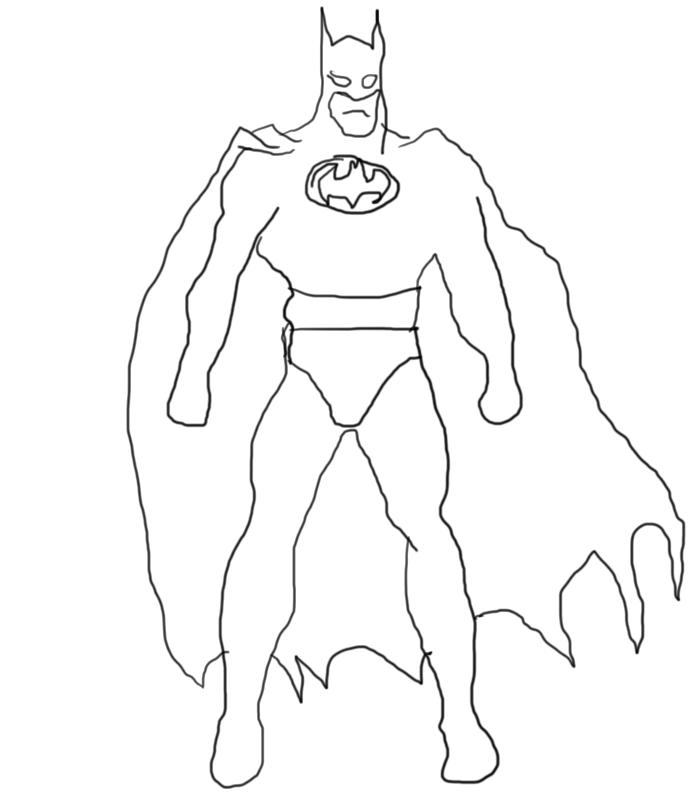 690x800 Batman Drawing Batman Painting - Batman Cartoon Drawing