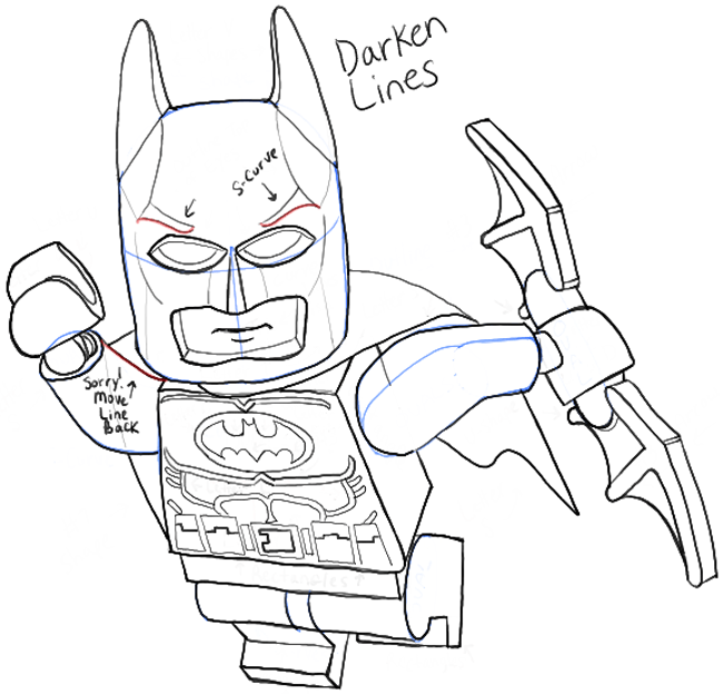 650x624 How To Draw Lego Batman Minifigure With Easy Step - Batman Drawing Tutorial